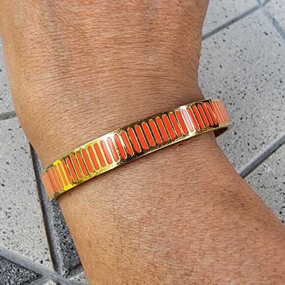 Kate Spade At Your Service Orange Enamel Bangle Bracelet - Picture 1 of 9